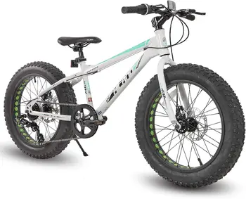 Image 20 Inch Kids' Bicycles Fat Tire Mountain Bike for Boys and Girls Age 5 + Years, Shimano 7-Speed, Dual-Disc Brake,Kids Beach and