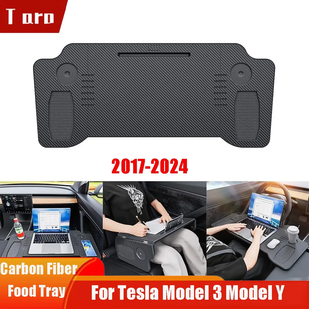 Car Laptop Desk Folding Steering Wheel Table Food Tray For Tesla Model 3 / Y Auto Steering Wheel Laptop Desk Drinks Tray Holder