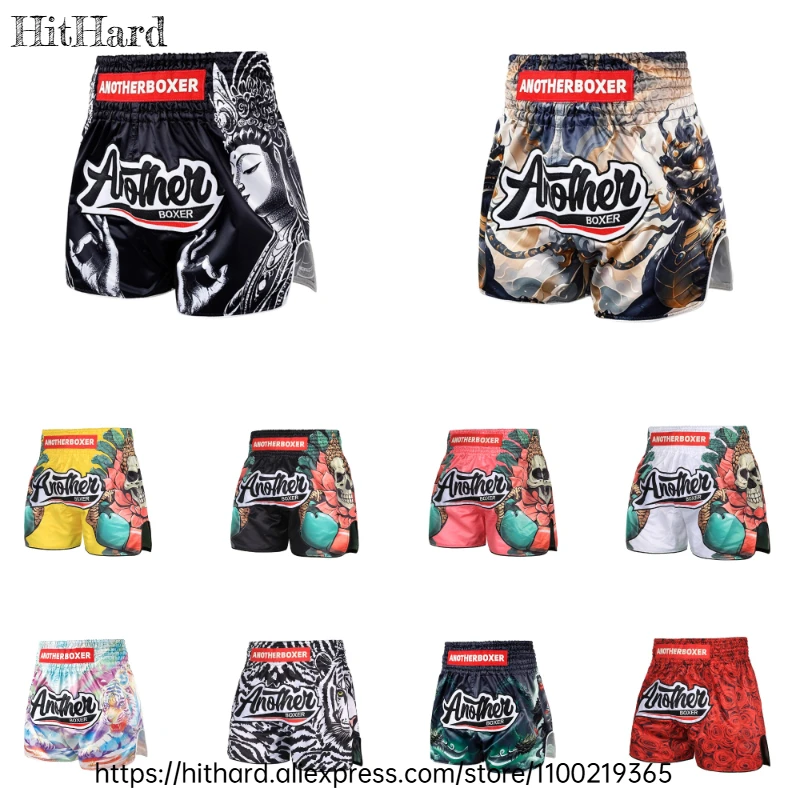 Thailand Muay Thai Shorts Buddha Skull Tiger Boxing Pants Fight Kickboxing Shorts for Men/Women/Youth Gym Cage Training Trunks