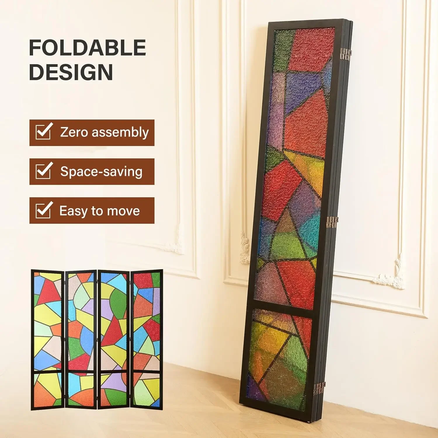 4 Panel Frosted Acrylic Privacy Screen – Freestanding Modern Room Divider 3