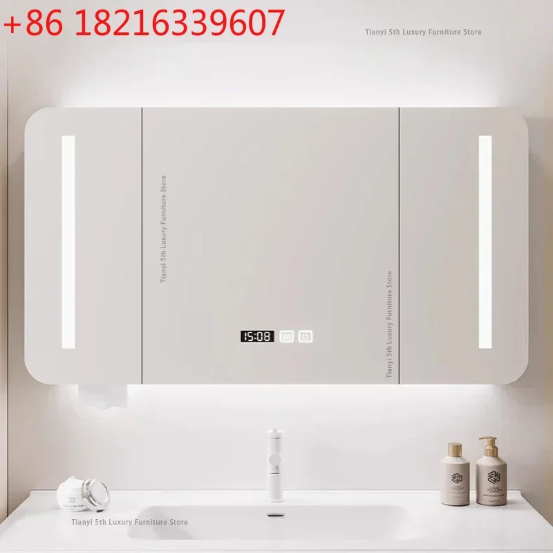 YAO Fillet Corner Bathroom Cabinets Shower Locker Wall Simple Bathroom Cabinets Smart Light Armoires De Bain Home Furniture FYBC