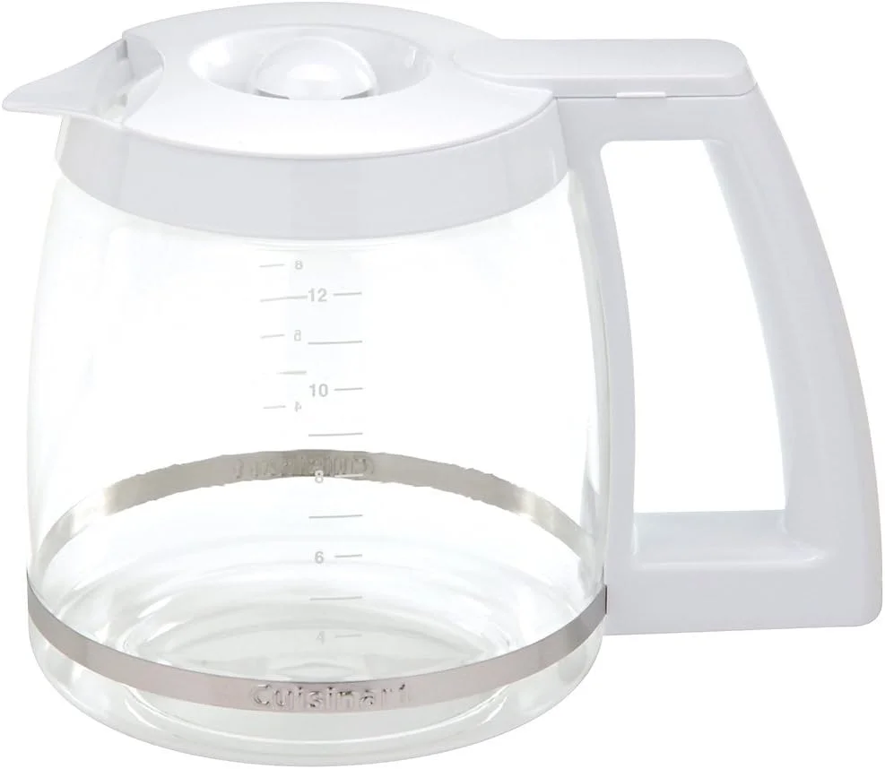 12-Cup Replacement Coffee Carafe with Ergonomic Handle and Dripless Spout, White, 8.5x8.2x7.4 Inches