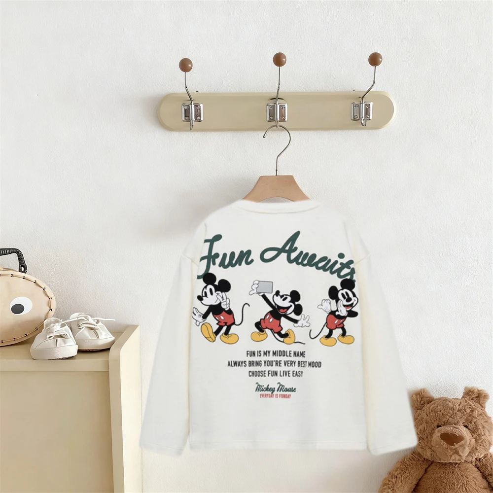 ميكي ماوس تي شيرت ملابس عصرية للأطفال بعمر 2-7 سنوات تصميم جديد لطيف بلايز للأطفال بنين بنات رقيقة Crewneck قاع قميص #5
