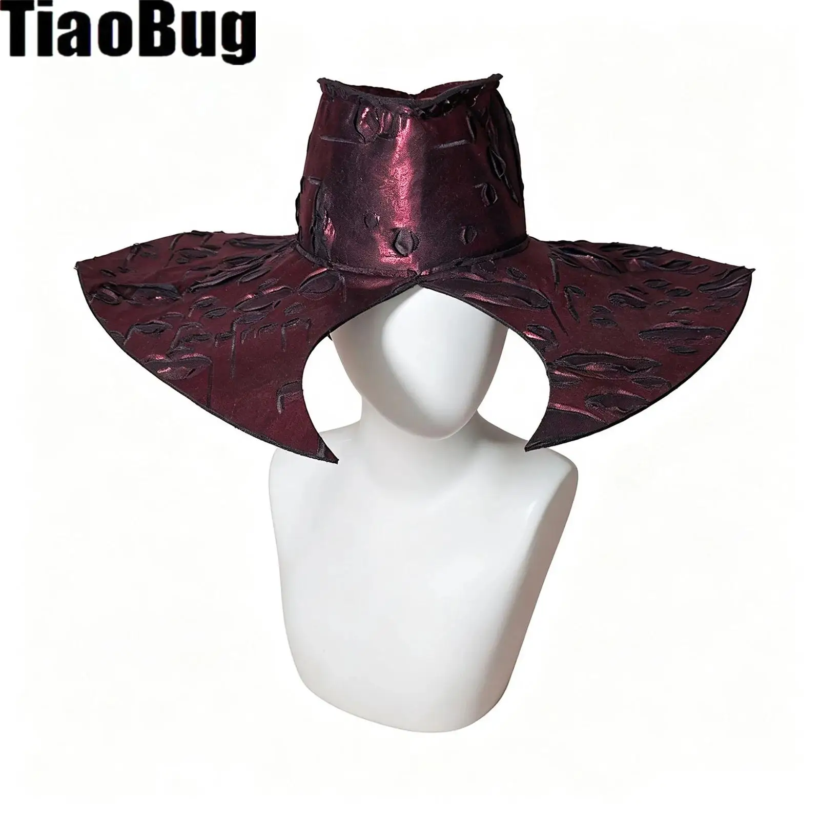 Unisex Adults Western Cowboy Cowgirl Hat Wide Brim Embossed Texture Cap Hat Headwear for Halloween Role-playing Theme Party