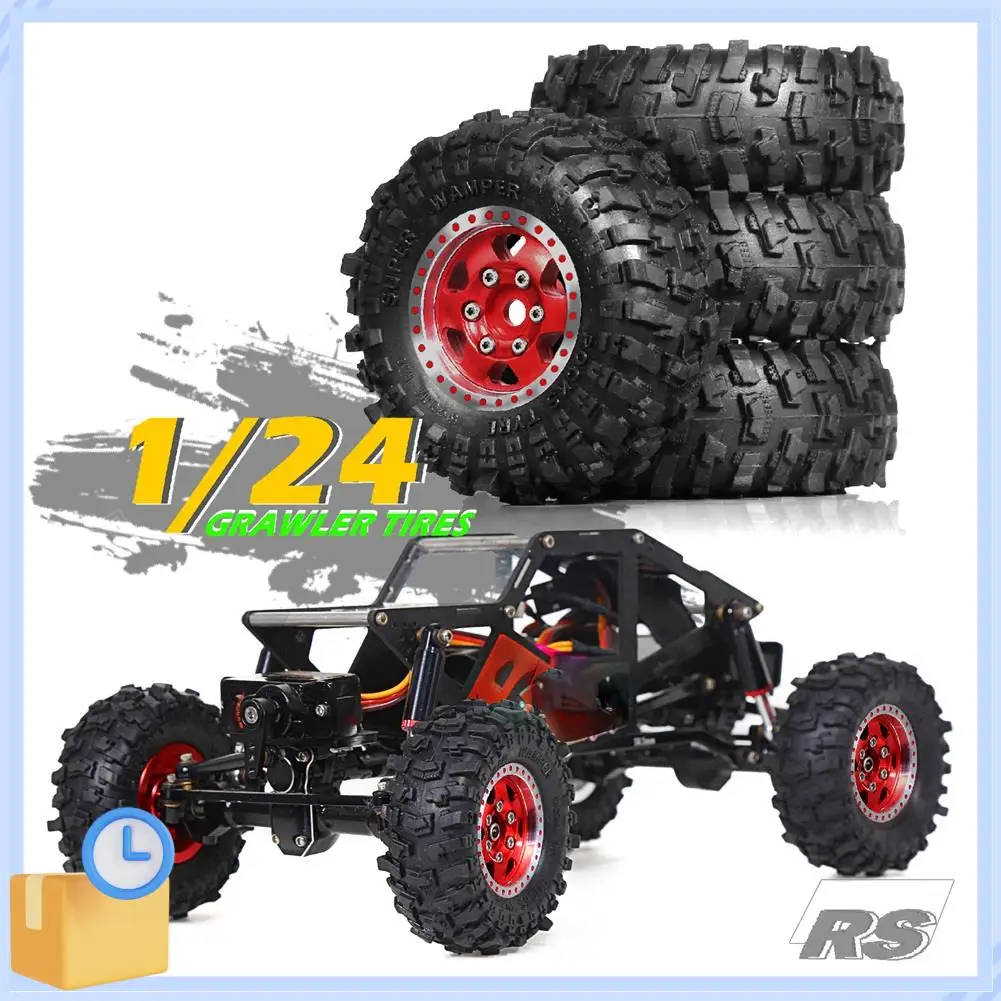 

ABTK-4Pcs 51Mm 1.0Inch Metal Beadlock Wheel Tire Set For 1/18 1/24 RC Crawler Car TRX4M SCX24 AX24 FCX24 Upgrade Parts