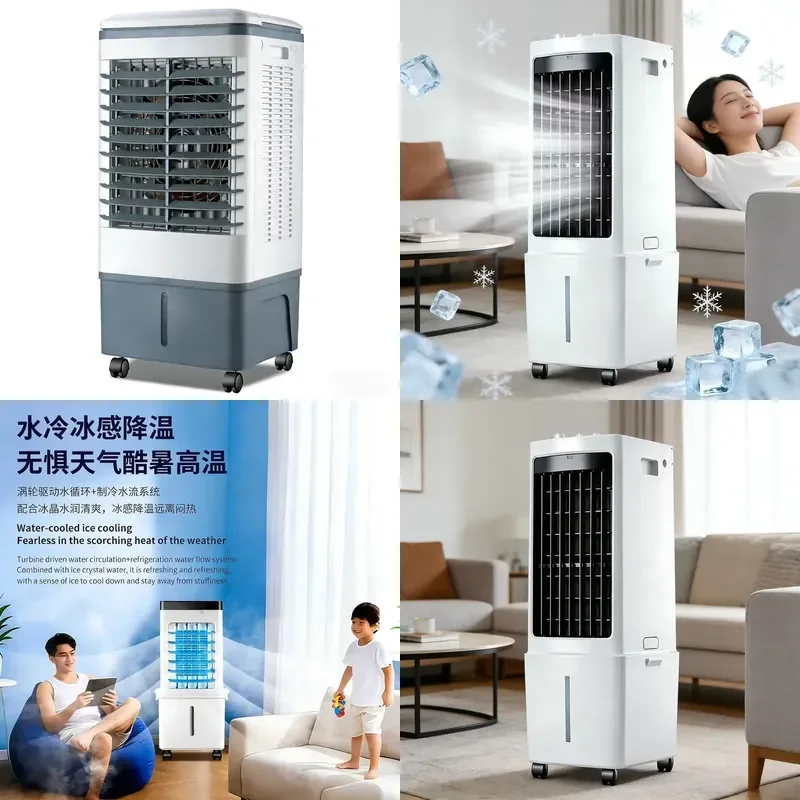 Evaporative air cooler fan, portable 20L water tank humidifier, environmentally friendly 3 modes, timer, remote control, car,