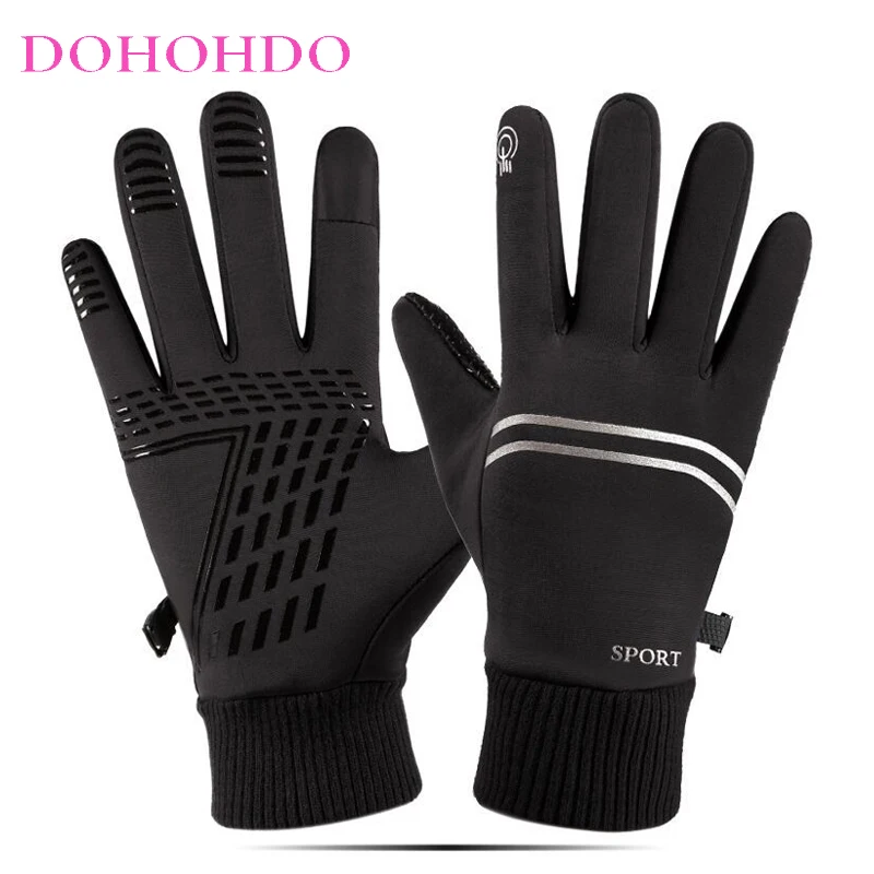 

Winter Gloves Men Touch Screen Waterproof Cycling Fitness Reflective Outdoor Anti-slip Sports Gloves Black Gloves Guantes Negros