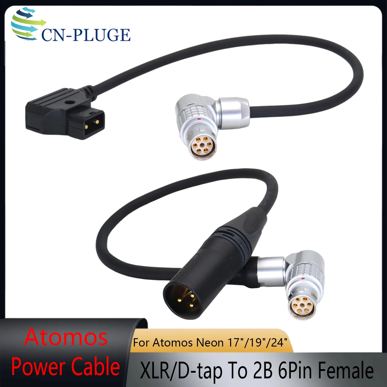 D-TAP / XLR 3Pin to 2B 6Pin Female Power Cable for Atomos Neon 17