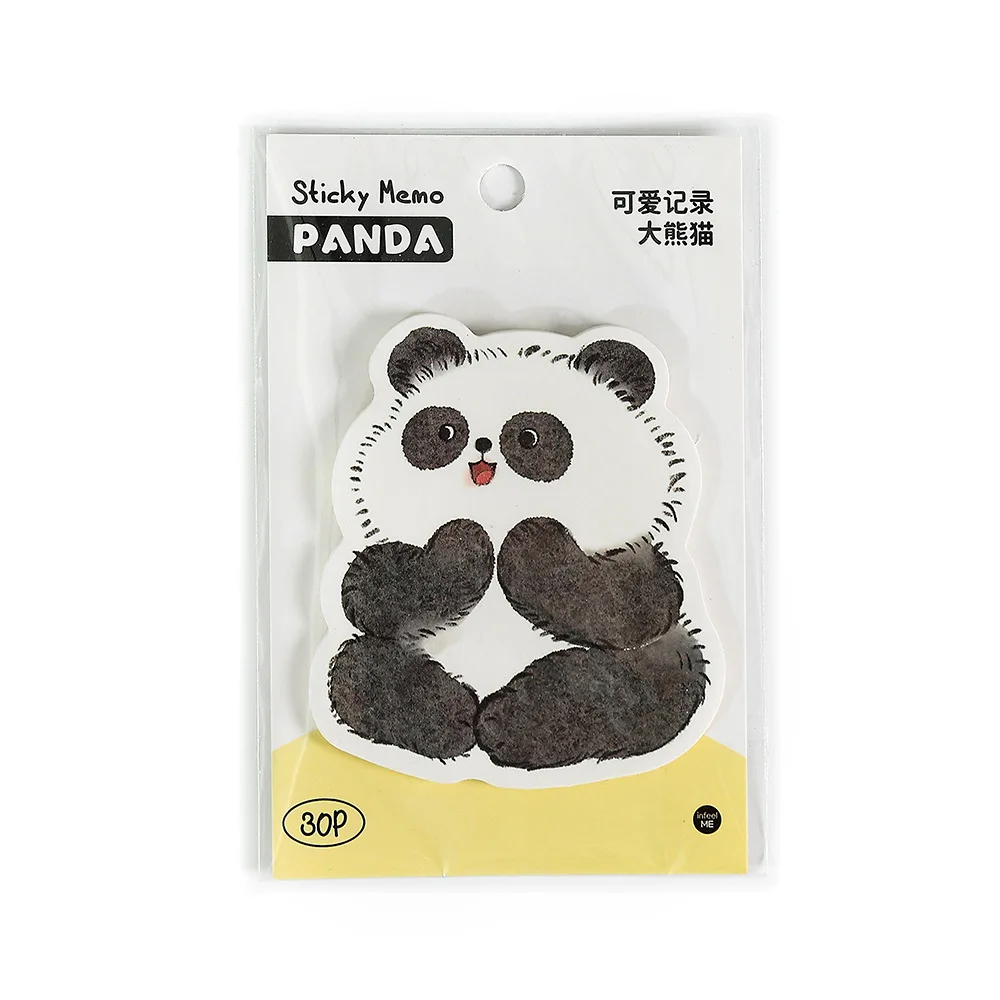 30 Pcs/Pack Cute Cartoon Animals Panda Memo Pad Writable Paper Take Notes Leave Message Sticky Notes Student Stationery