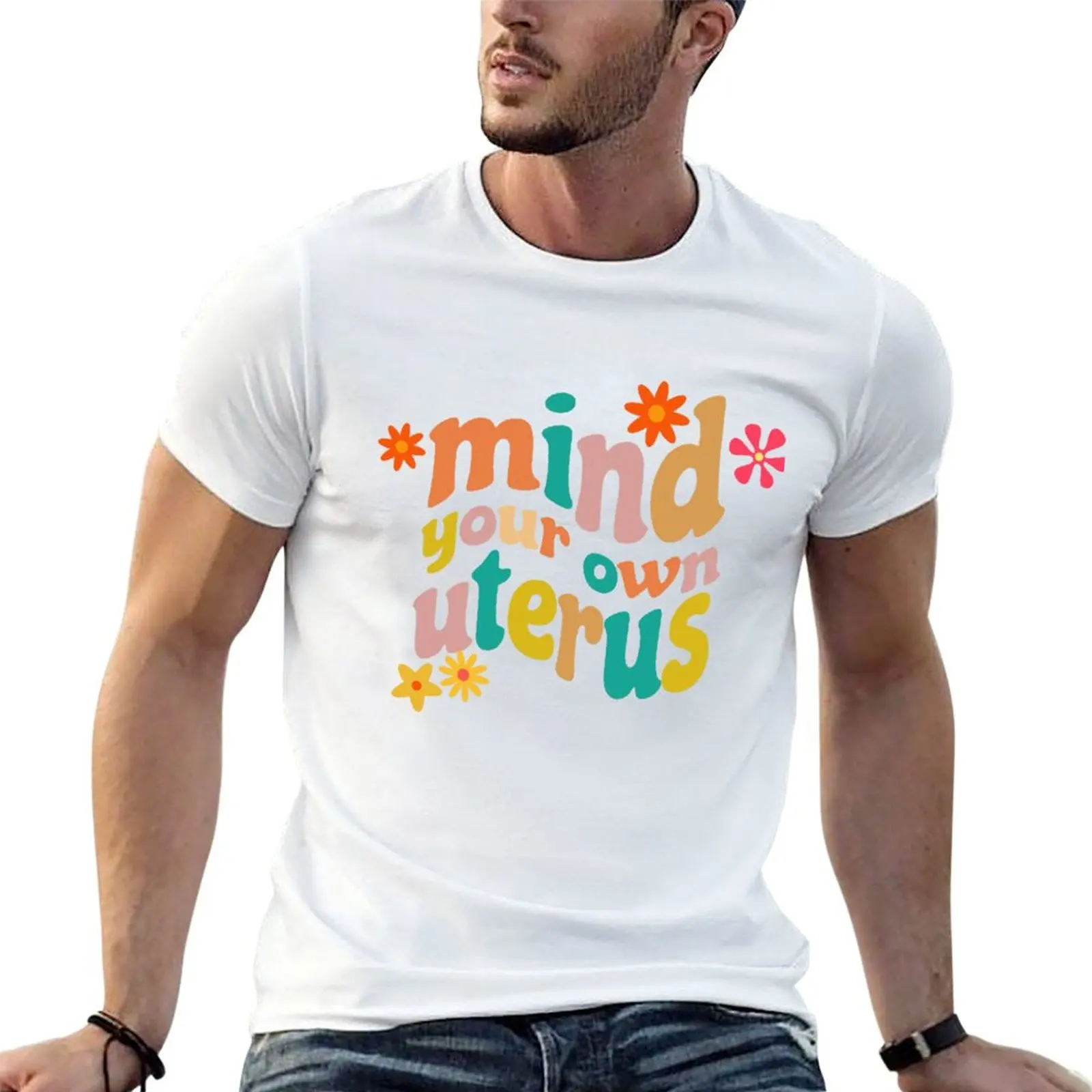 Retro Floral Mind Your Own Uterus T-Shirt cotton graphic tees oversize t-shirts man men graphic t shirts