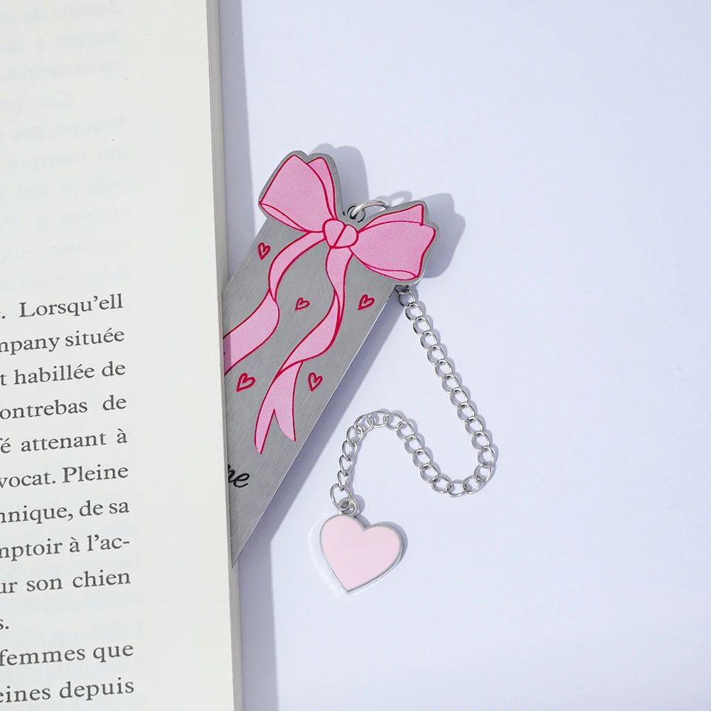 Sakura Pink Bow Bookmark | Elegant Stainless Steel Lifetime Color Preserving · Ritual Gift for Female Readers