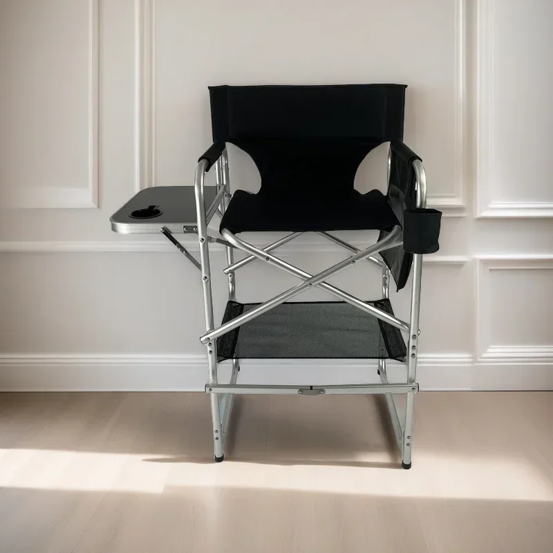 Foldable Tall Director Chair with Side Table Cup Holder Footrest And Carry Bag for Makeup Artists And Clients