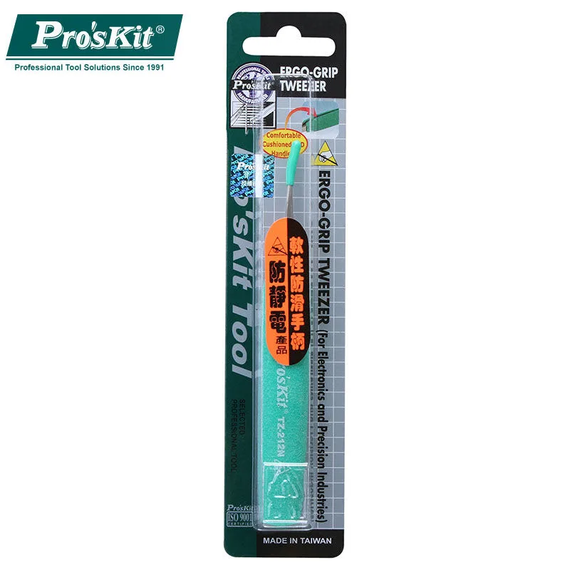 Pro'sKit-슈퍼 파인 팁 미끄럼 방지 정밀 전기 도금 핀셋 전자 IC 칩, 전화 마더 보드 수리 재작업 도구