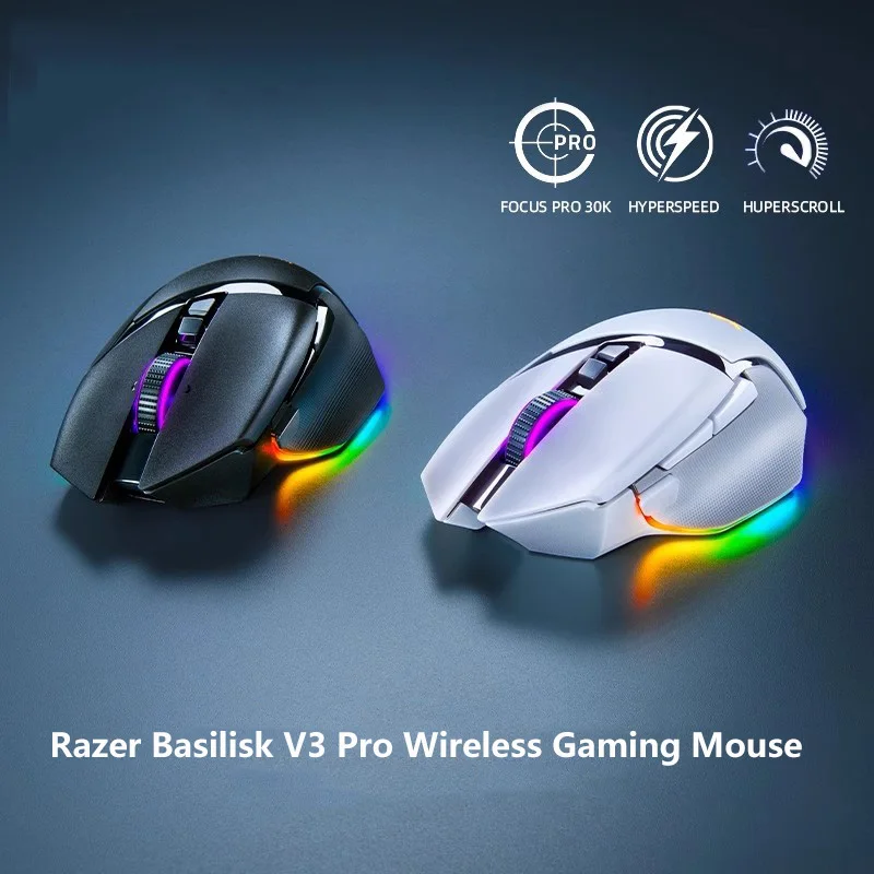 Новая беспроводная игровая мышь Razer Basilisk V3 Pro, настраиваемая, с быстрыми оптическими переключателями Gen-3 - HyperScroll Tilt Wheel - Chroma RGB