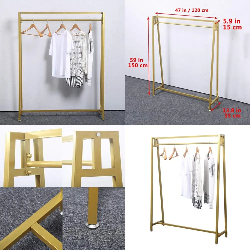 

Gold Metal Clothing Rack - Organizer & Display for Hanging Garments & Laundry Drying