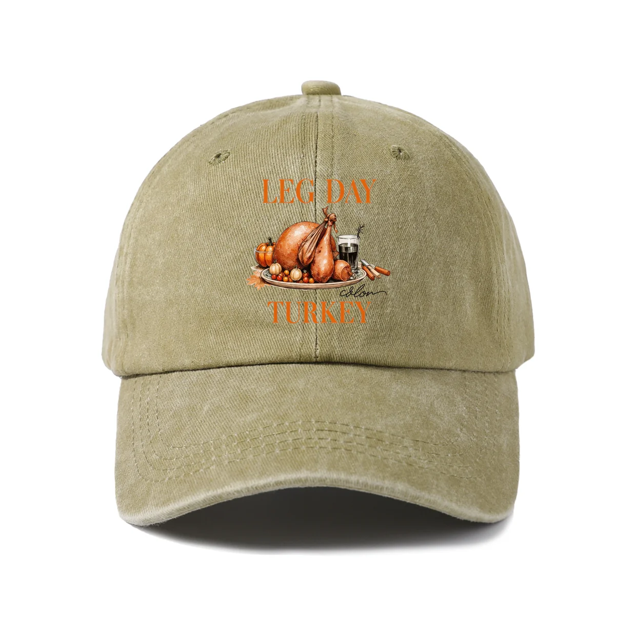 Leg Day Turkey Graphic Vintage Washed Baseball Cap, Adjustable Unisex Dad Hat, Weekend Gift