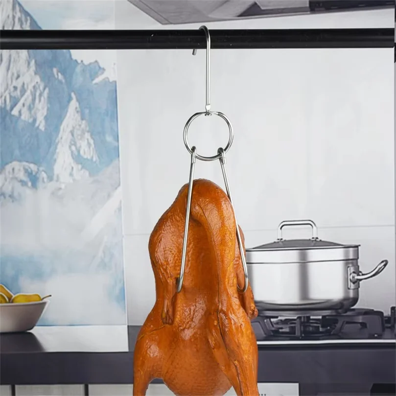 Stainless Steel Beef Meat Clasps Duck Goose Turkey Hooks Roast Duck Bacon Hook BBQ Storage Hanger Bread Hook