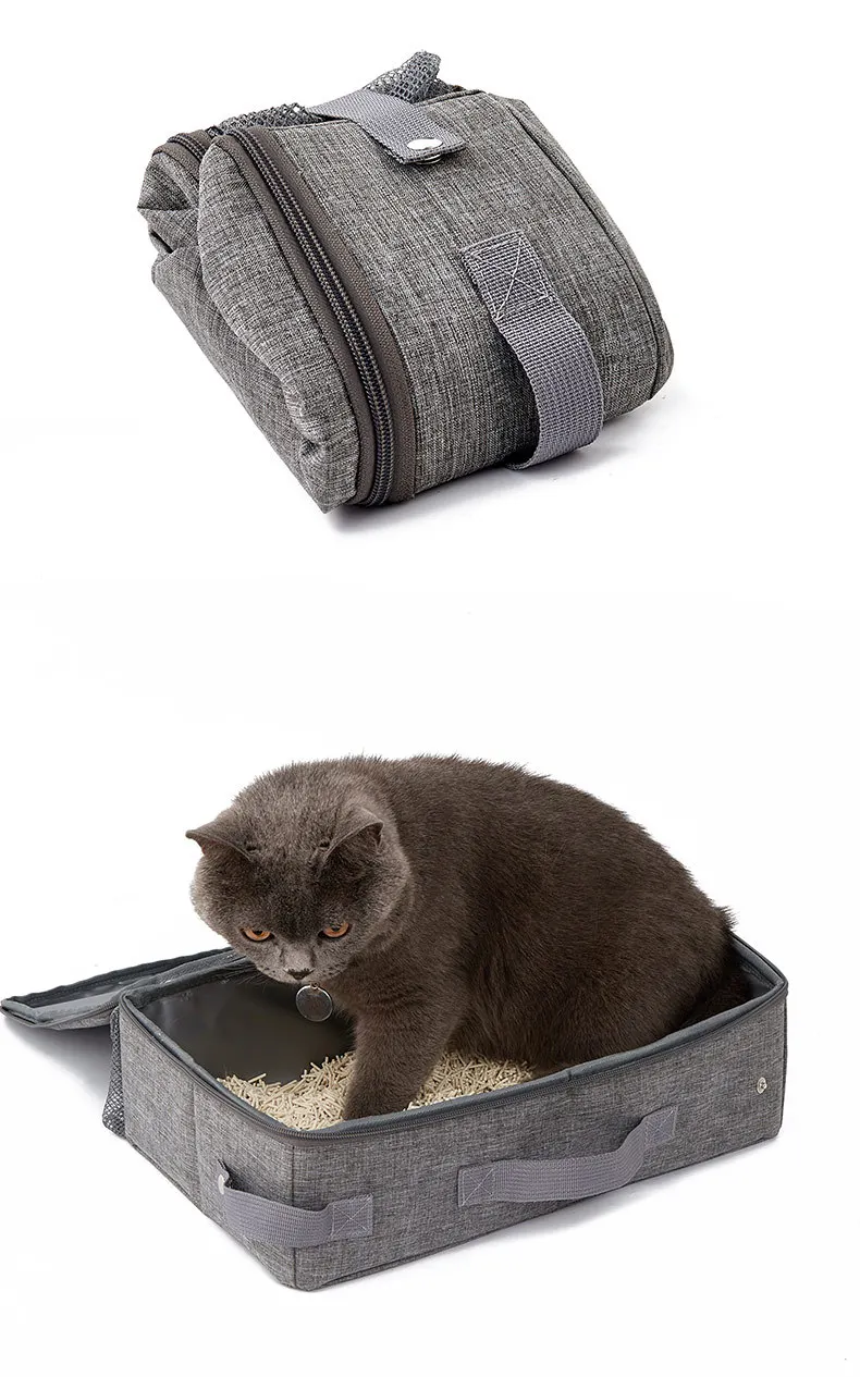 

Foldable waterproof travel cat toilet, pet bag, cat litter box, portable and mobile cat litter box for going out