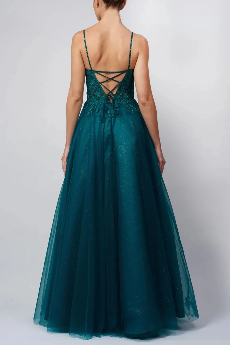 Jessica Green Wedding Dress Embroidered Sequin Princess Prom Dresses Fluffy Tulle Layering Sexy BacklessBespoke Occasion Dresses