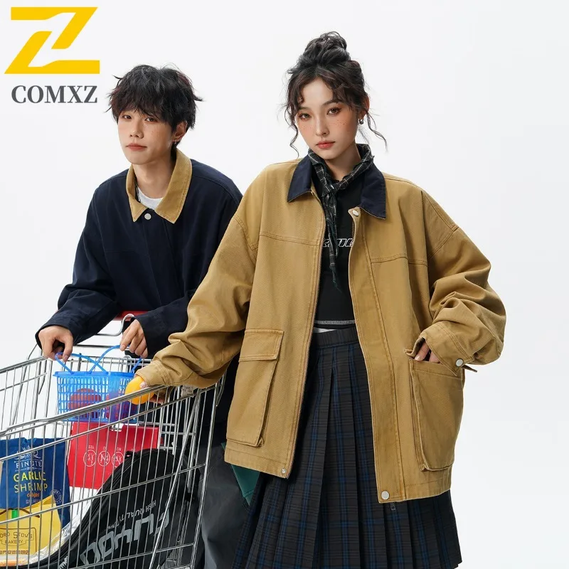

​​Men's Vintage Inspired Workwear Jacket 2025 Distressed Denim Coat Loose Fit Casual Street Style Autumn​​ Tactics Outerwear
