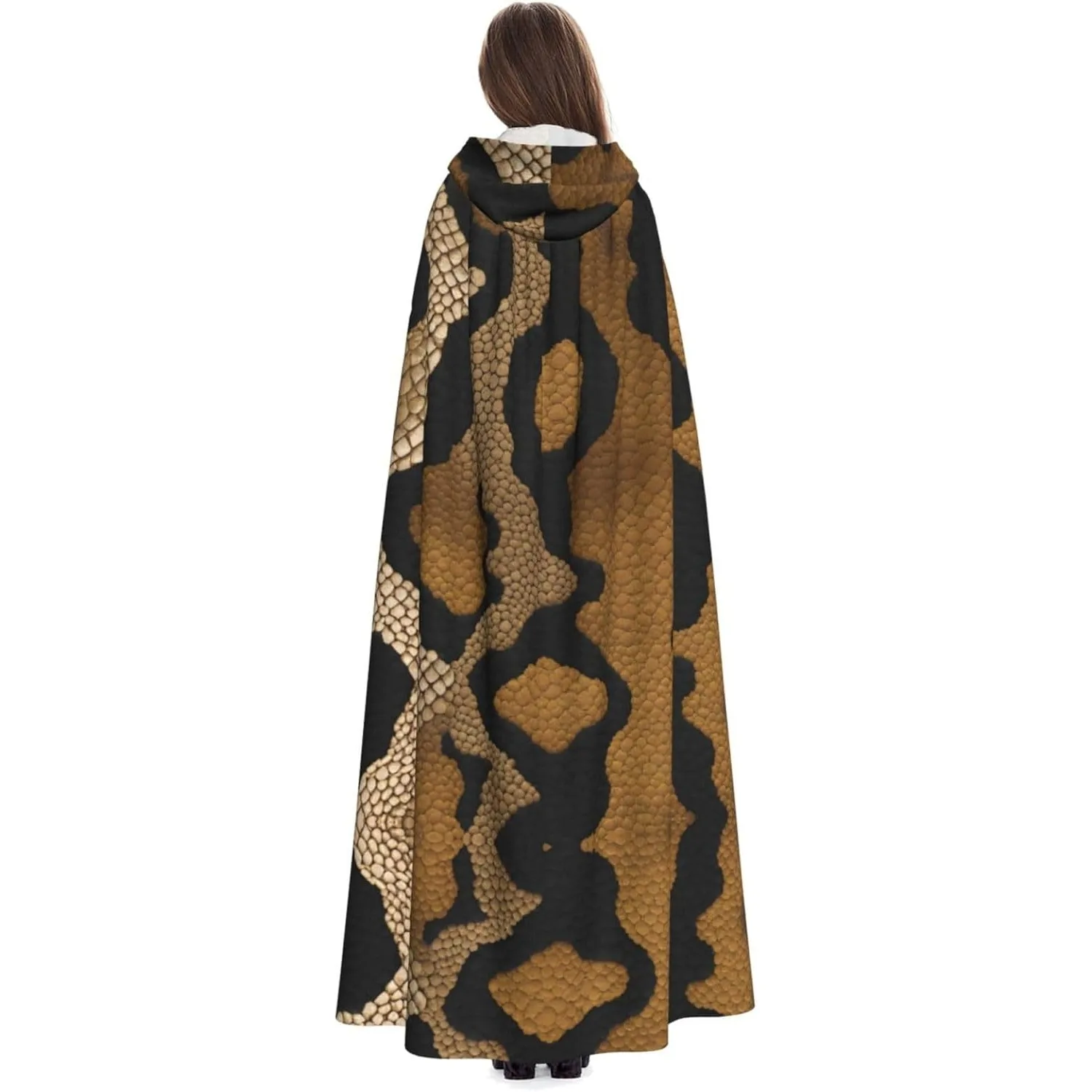 

Накидка с капюшоном и принтом большой змеиной кожи на Хэллоуин, плащ с капюшоном, подходит для костюмов для косплея, рождественских вечеринок