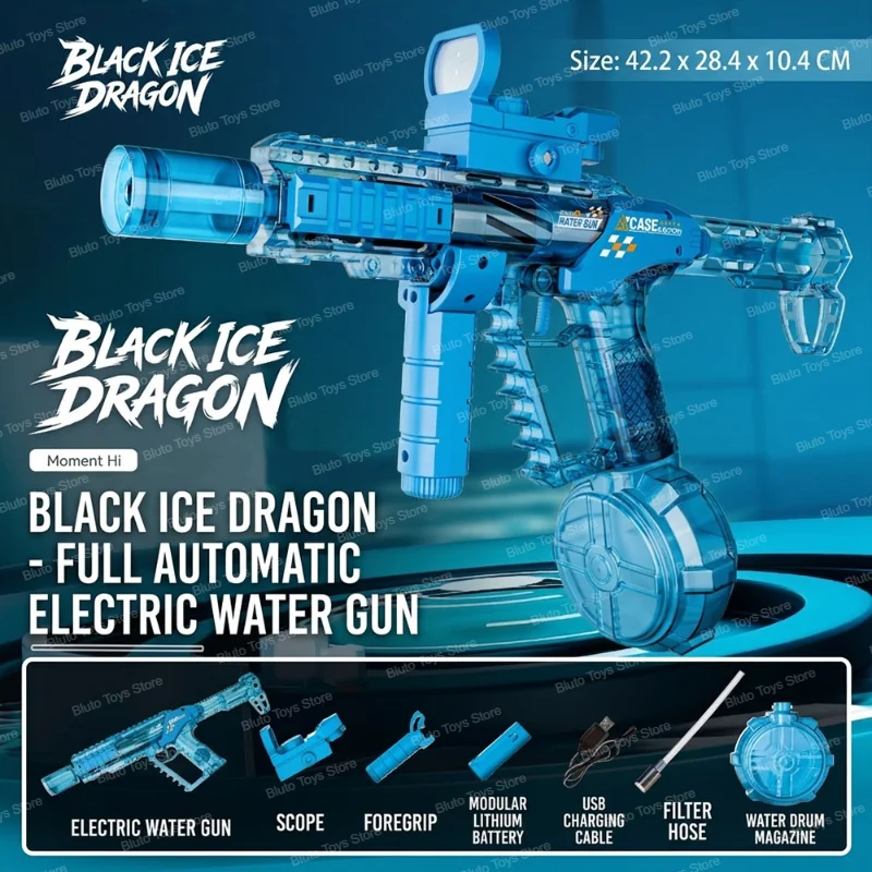 Elektrische Wasserpistole mit Flammendüse Automatische Sprühpistole Ferngesteuertes Sommer-Outdoor-Schwimmbad-Wasserspielzeug Geschenk
