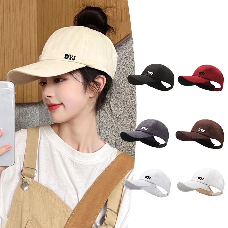 Casquette de baseball avec trou pour queue de cheval pour femme, chapeau de soleil pour fille, sports d'été, mode décontractée, solide, nouveau, document, 1 pièce