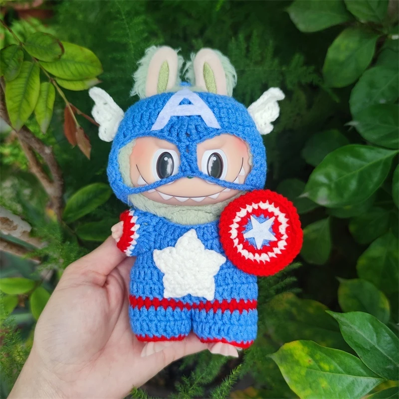 doll-clothes-only-for-17cm-heartbeat-macaron-vinyl-face-labubu-captain-america-outfit-change-costume-replacement