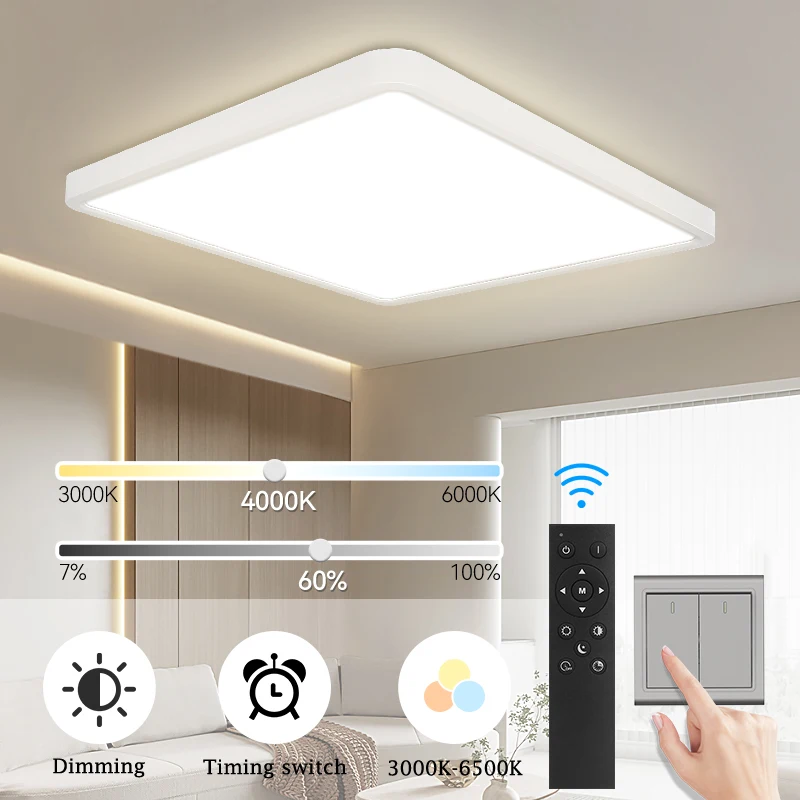 Lámparas de techo Led regulables para dormitorio, Panel de brillo con Control remoto, accesorio de luz para sala de estar, apliques para el hogar,