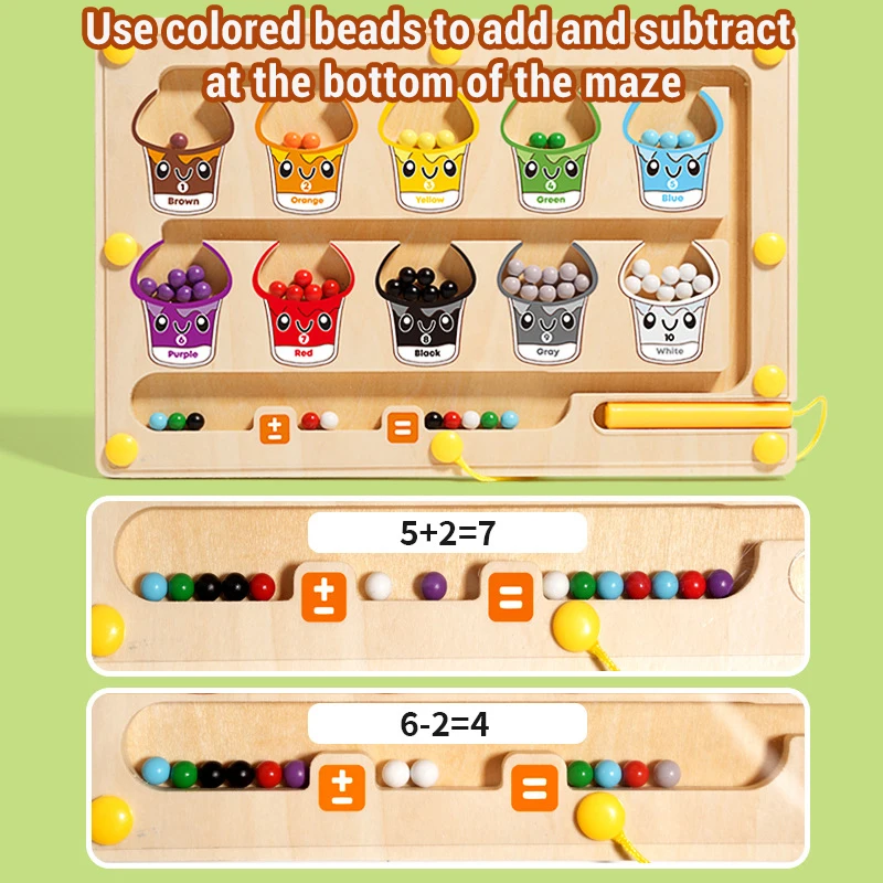 Magnetyczna tablica do rysowania 2w1 dla dzieci, edukacyjna, do nauki klasyfikacji kolorów, rozwijająca motorykę małą i naukę matematyki.