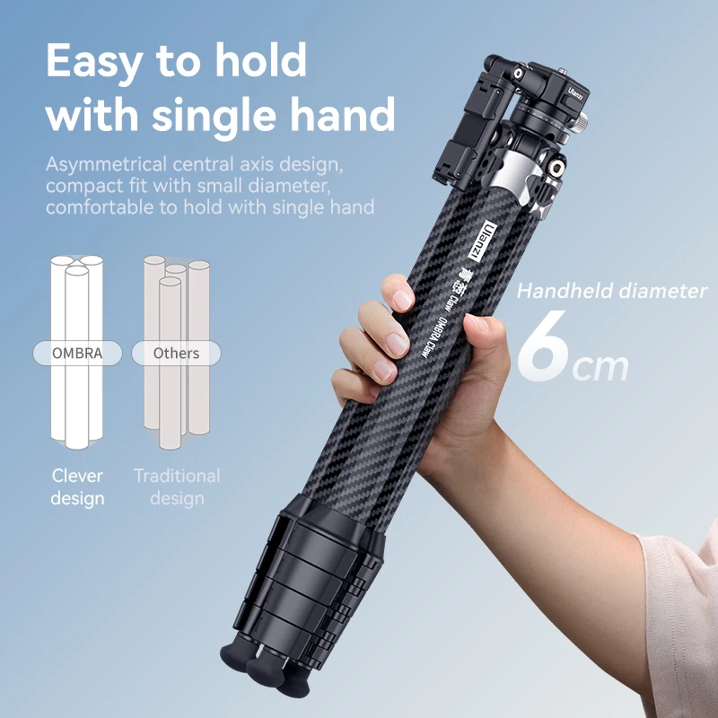 Ulanzi-OMBRA TT08 Tripé De Fibra De Carbono, Quick Release Teleprompter, Viagem Light Stand para Telefone, DSLR Camera, Projetor