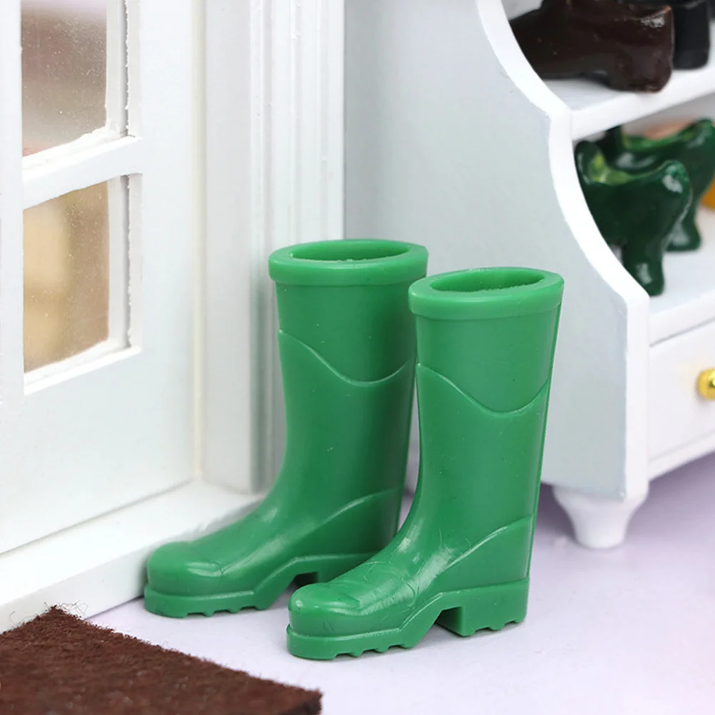 Bottes de simulation pour la décoration de la maison, accessoires de maison, jouets miniatures, petits modèles, chaussures en plastique, maison de course, pluie, britannique, 6 paires