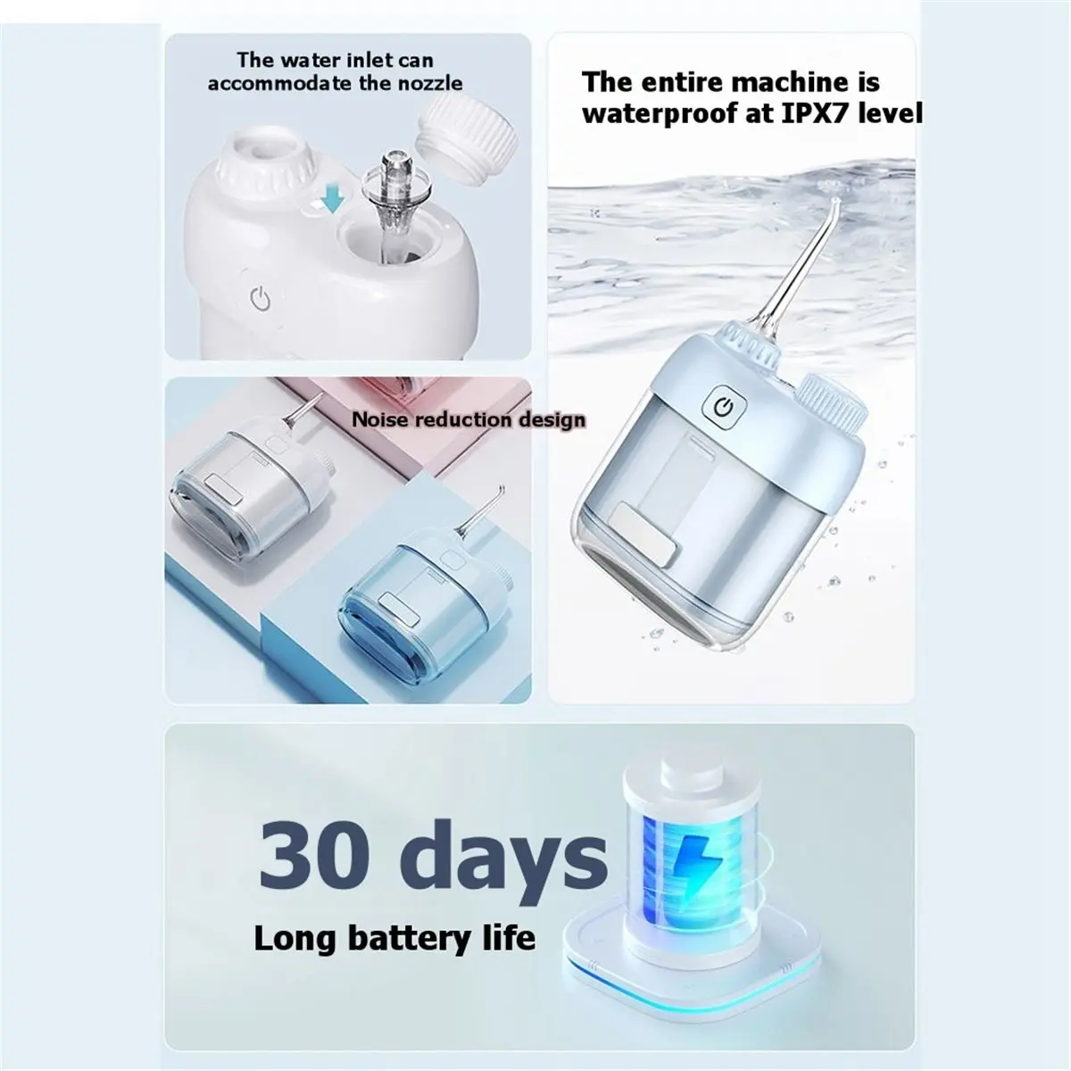 [Vend for]Portable Oral Lrrigator 3 Modes Dental Waterfloss Mini IPX7 Waterproof 900mAh for Travel Outdoor
