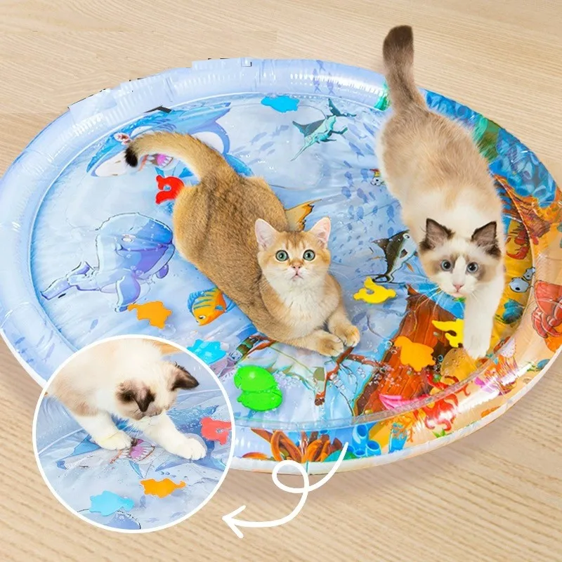 Water Sensory Play Mat Thickened Inflatable Water Mat For Cat And Dog Pet Playmat With Fish Sea Ocean Theme Sensory Toy Water