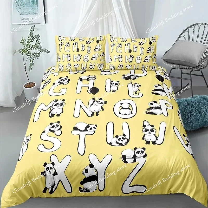 

Комплект постельного белья с принтом панды: бамбуковый пододеяльник, наволочки и покрывало для взрослых и детей, размер King