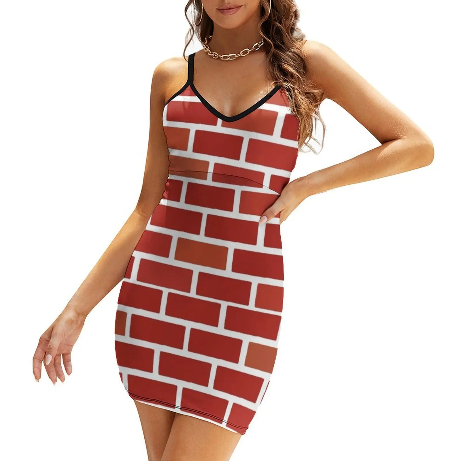 

Red bricks graphic art design Sling Dress women's evening dresses 2025 dresses for womens african dresses for woman