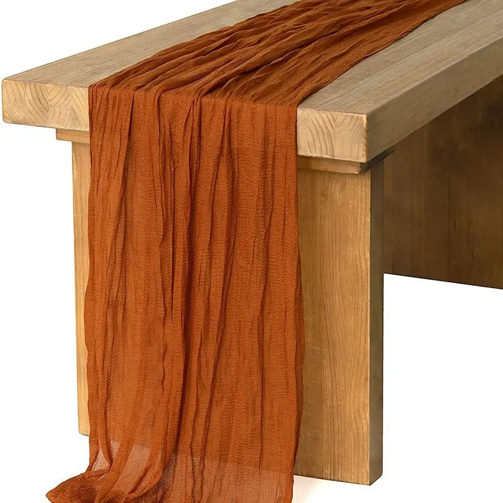 Vintage Table Runners 90x180/300cm Rustic Country Cheesecloth Table Setting Semi-Transparent Multi-color Wedding Decoration