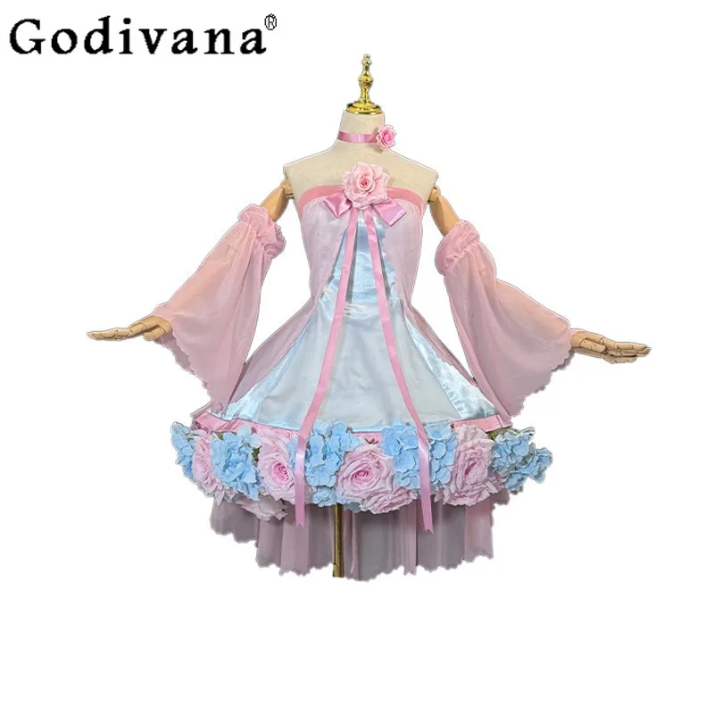 花の妖精プリンセスガールズドレスハロウィンパーティーアニメピンクドレススーツ女性の夏のカーニバル制服ロリータドレス衣装