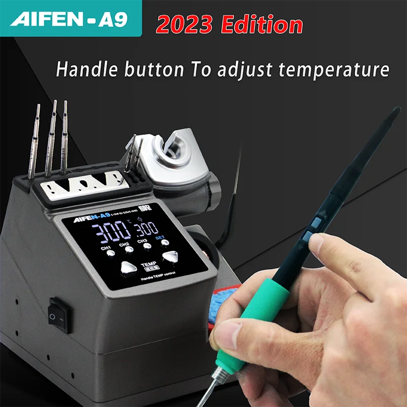 AIFEN A9 Estación de soldadura Compatible con puntas de soldador C210/C245/C115 mango sin plomo, estación de retrabajo de soldadura electrónica