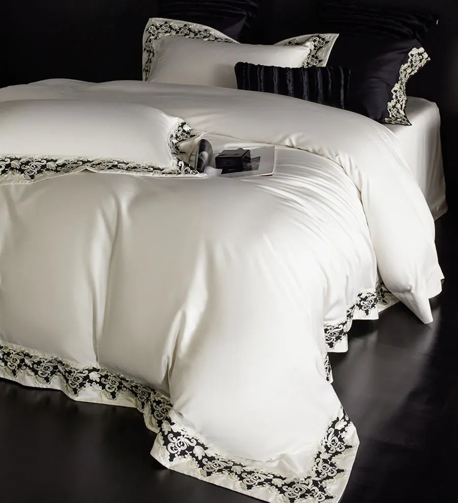 European luxury embroidery bedding set,full queen king florid elegant romantic home textile bed sheet pillow case quilt cover