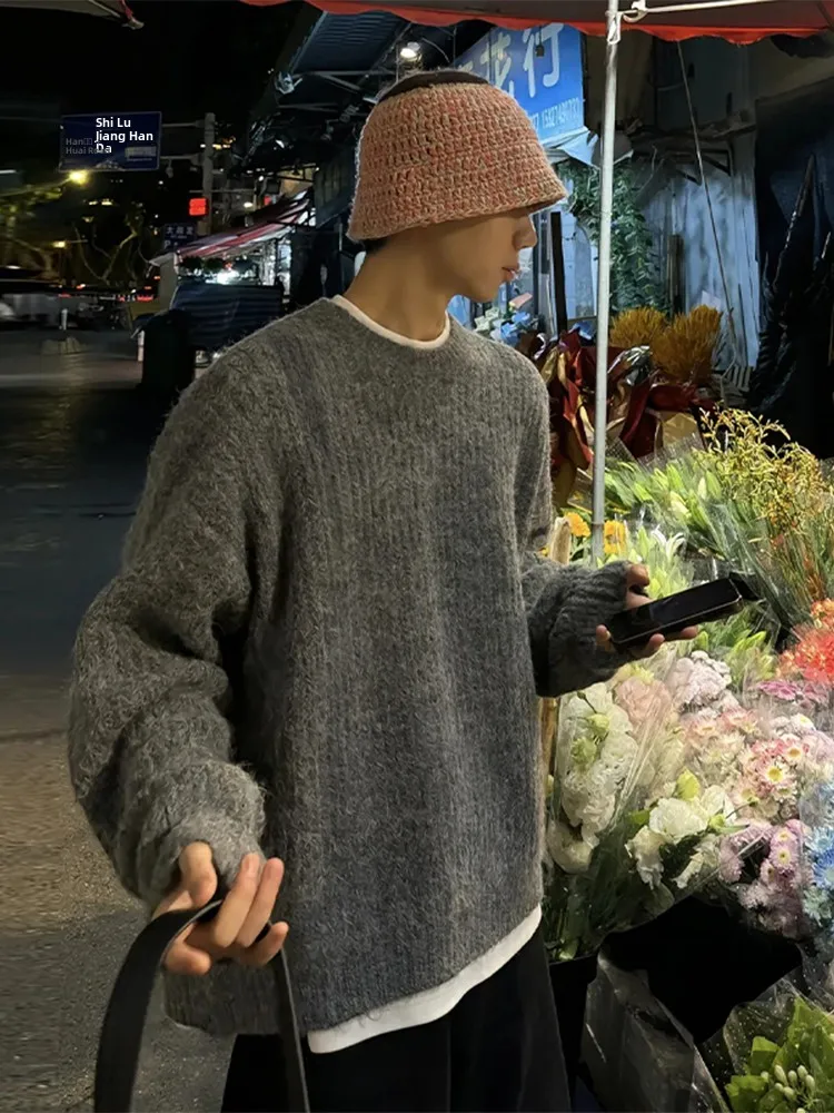 

Cleanfit ey Wool Knitted Sweater Men's American Retro Lazy Sle High-End Feeling Sweater Autumn Winter Base irt