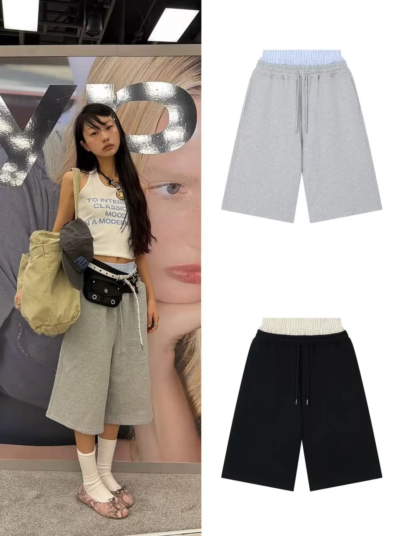 

Loose Sporty Short Pants High Waist Cotton Straight Leg Casual Trousers for Teen Girls Spring Summer Fashion Casual Wear