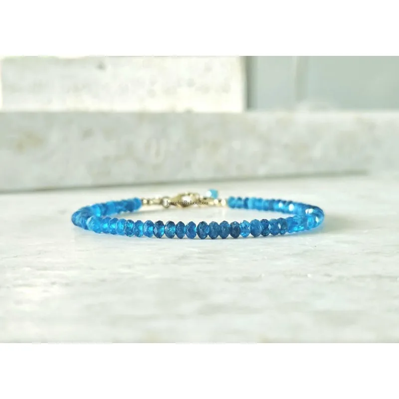 Exquisite bracelet, set with neon apatite gemstone beads