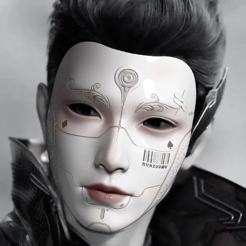 New Mechanical Male Mask Adult Hanfu Performance Party Dressing Style Face Art Cos Robot Face For Man\'s Mysterious Masks Gift