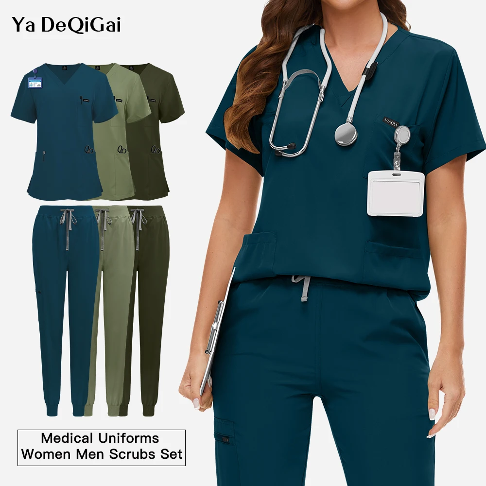 Women Jogger Suit Hospital Medical Nurse Uniforms Pharmacy Healthcare Work Wear Surgical Scrubs Sets Clinical Accessories Unisex