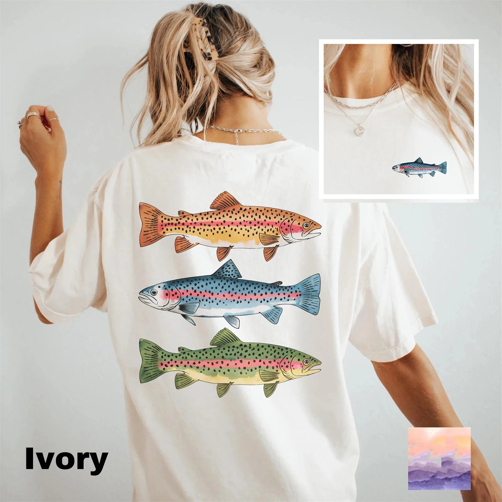 camiseta-grafica-com-estampa-frontal-e-traseira-de-pesca-de-truta-solta-e-confortavel-algodao-manga-curta-casual-ferias-camiseta-feminina