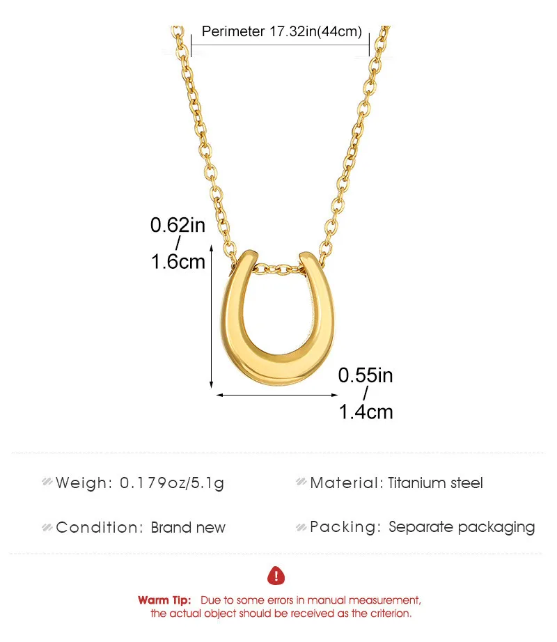 Titanium Steel Horseshoe Pendant Necklace for Women Minimalist Geometric U Shaped Necklaces Lucky Fashion Jewelry Collier Femme