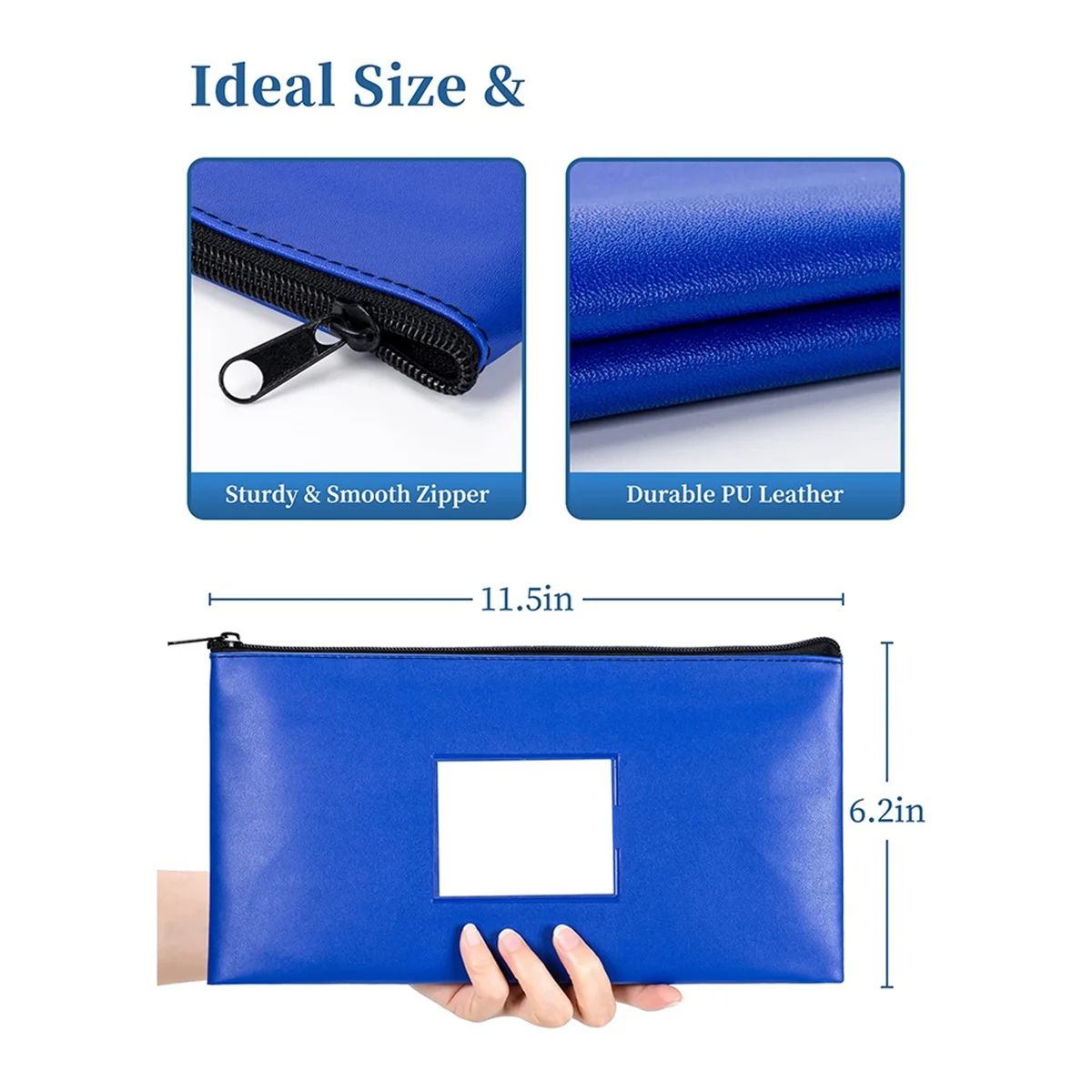 

Super hot ank Deposit Money Bags with Zipper, Leather Bags Wallet Pouches with Label, Makeup Bags, for Cash, C