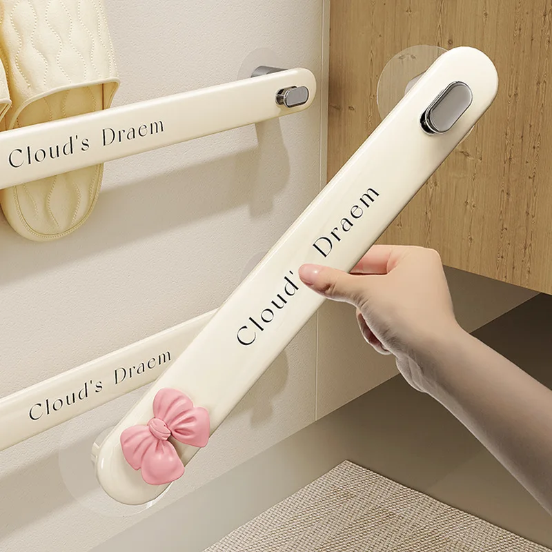 

Cream style bathroom slipper rack wall mounted toilet door shoe storage and drainage storage rack