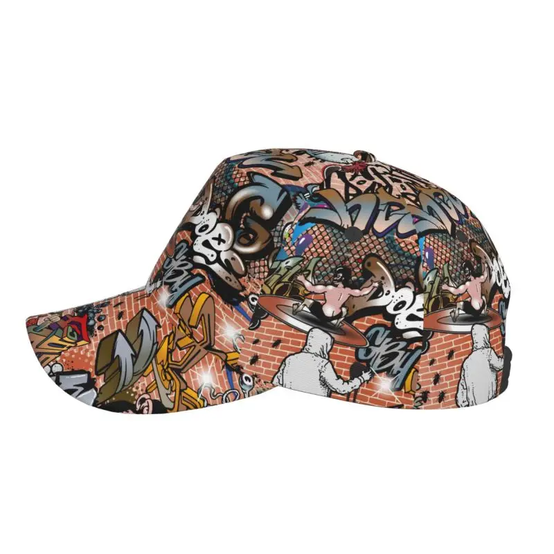 Custom Hip Hop Graffiti Style Art Print Baseball Cap Unisex Adjustable Baseball Cap Graffiti Doodle Sport Sun Caps for Men Women